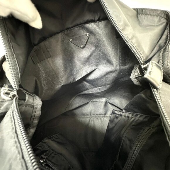 PRADA Triangular plate bag shawl Tote Bag Nylon Black - Picture 12 of 15